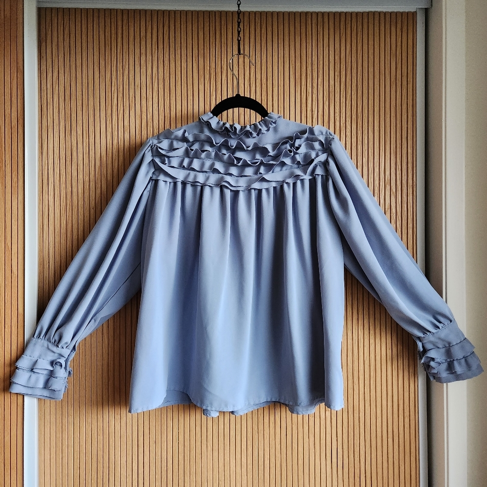 Storets Ruffle Blue Blouse - Picture 4 of 8